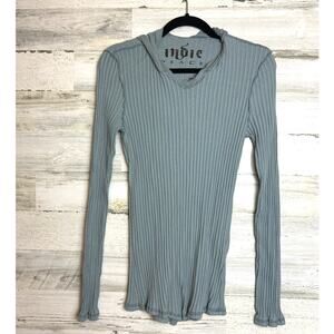 Indie Peace Womens S Light Blue Handmade Long Sleeve Boho Hoodie Top Rare